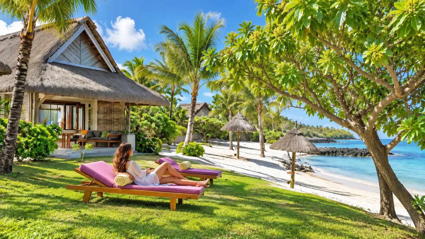 Constance Prince Maurice suites on stilts over the lagoon, Mauritius