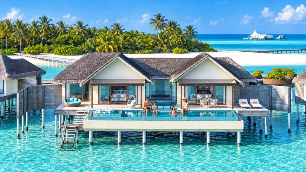 Beach and lagoon at Niyama Private Islands, Maldives