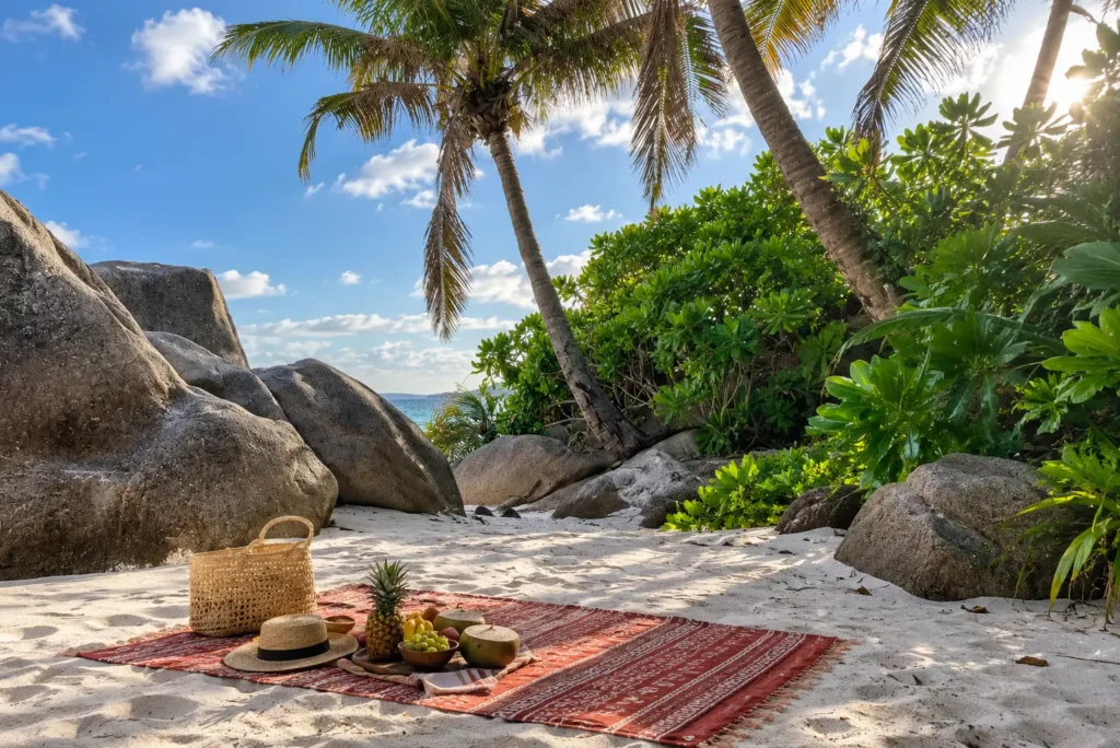 Picnic at La Digue Island, Seychelles