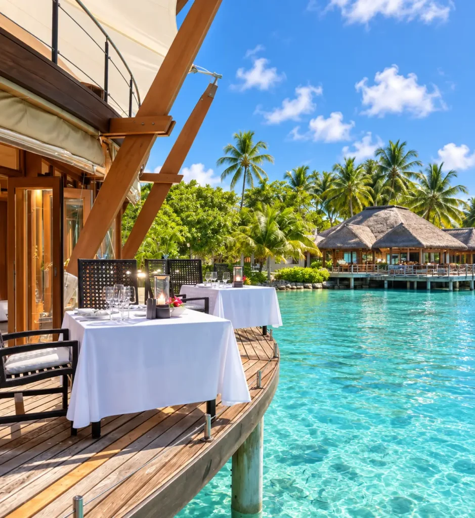 A lunch table set at Baros Maldives