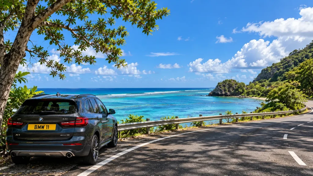 Coastal road along the lagoon in Mauritius
