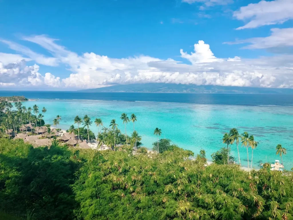 Moorea's jagged green peaks above the lagoon