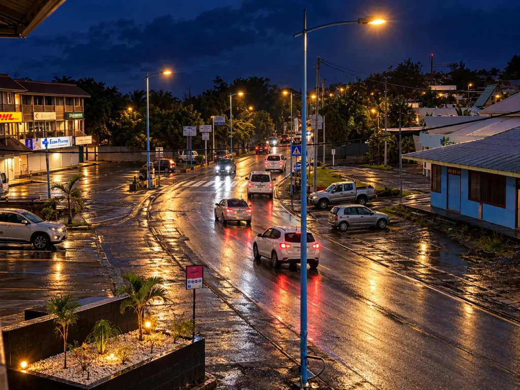 Road between Tahiti Airport Motel and the Faa'a terminal