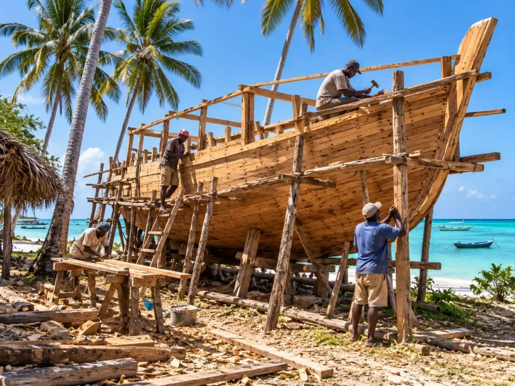 Wooden dhow construction, Nungwi