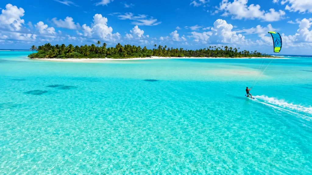 Kitesurfering, Honeymoon Island in Aitutaki lagoon