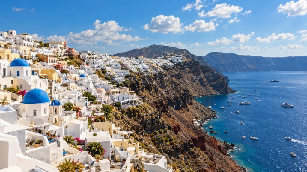 Santorini caldera seen from the cliff villages