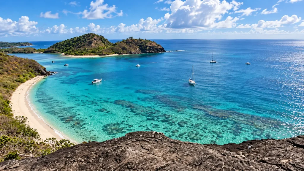 Steep green volcanic ridges, Yasawa Islands