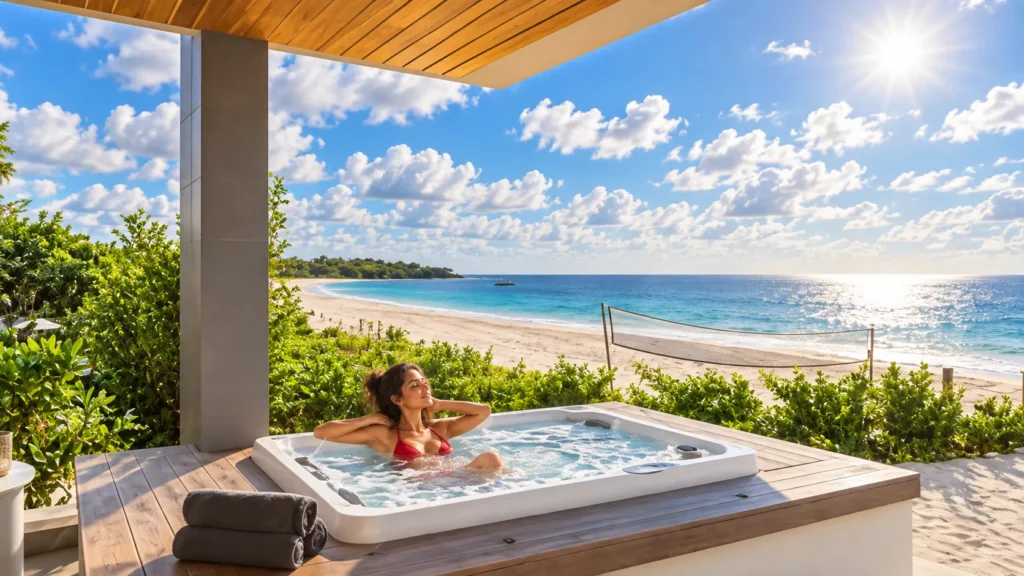 Low-rise suites of Tranquility Beach Anguilla Resort facing Meads Bay