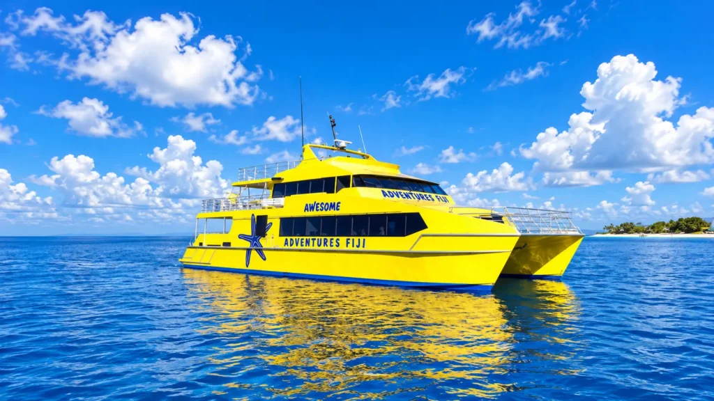 Yellow Yasawa Flyer catamaran, Yasawa Islands