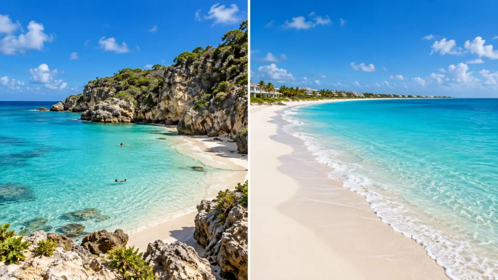Turquoise shallows and white sand typical of both Anguilla and Turks & Caicos