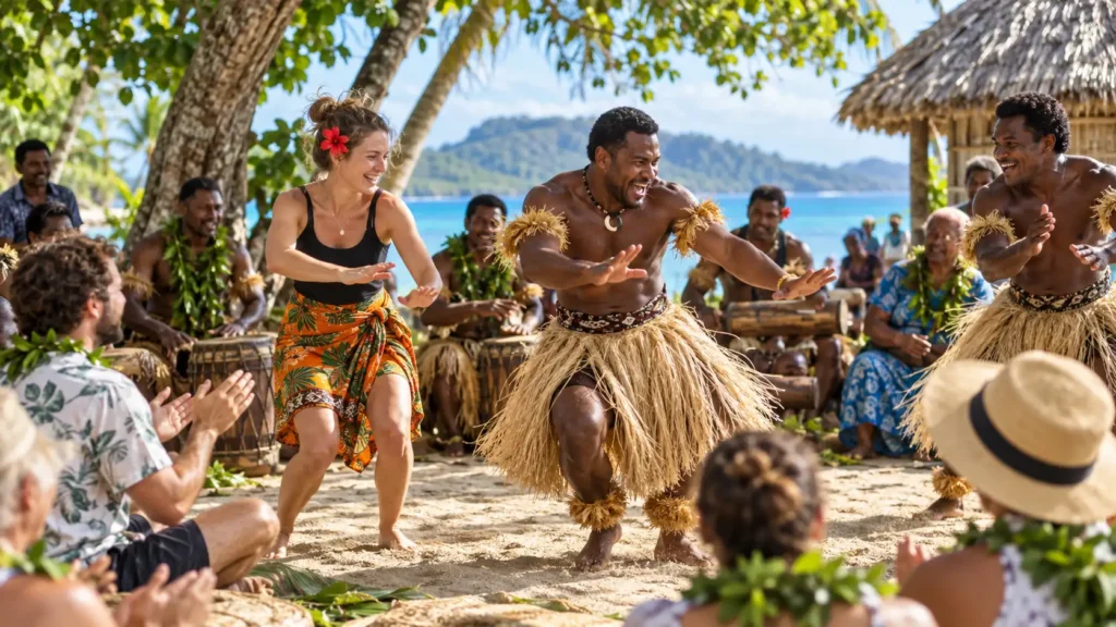 Fijian welcome with singing and kava